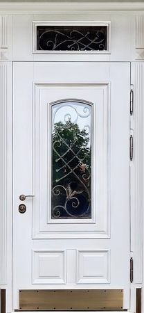 Остекленная термодверь с МДФ шпон в багетной раскладке