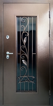 Порошковая термодверь с ковкой и стеклопакетом Порошковая термодверь с ковкой и стеклопакетом