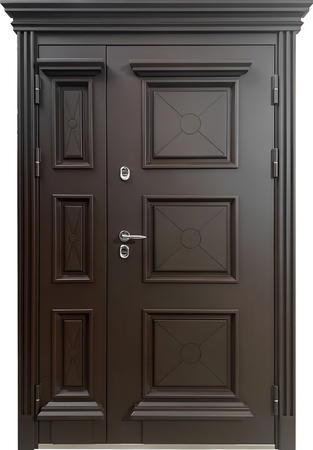 Полуторная термодверь с карнизом с наборным МДФ шпон окрас по RAL Полуторная термодверь с карнизом с наборным МДФ шпон окрас по RAL