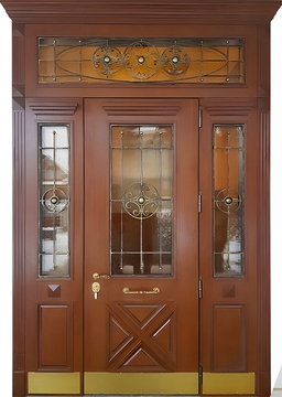 Остекленная парадная дверь МДФ шпон Остекленная парадная дверь МДФ шпон