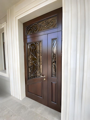 Парадная дверь с решетками и стеклом