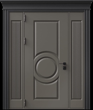 Входная термодверь с металлофиленкой, вставками по бокам, карнизом и порошковым напылением RAL 7022 (тип №1) Входная термодверь с металлофиленкой, вставками по бокам, карнизом и порошковым напылением RAL 7022 (тип №1)