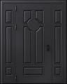 Входная термодверь с металлофиленкой, вставками по бокам и порошковым покрытием RAL 9004 (тип №3)