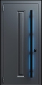 Входная термодверь с металлофиленкой, длинной ручкой с подсветкой и порошковым покрытием RAL 7021 (тип №1)