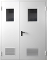 Полуторная противопожарная дверь с остеклением и вентиляцией
