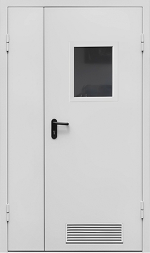Противопожарная дверь 2 створки с остеклением и вентиляцией Противопожарная дверь 2 створки с остеклением и вентиляцией
