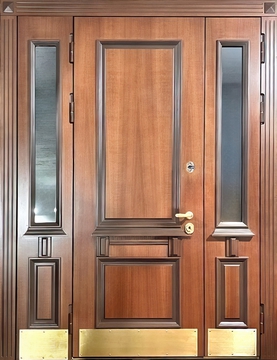 Полуторная термодверь МДФ шпон с багетом и остеклением Полуторная термодверь МДФ шпон с багетом и остеклением
