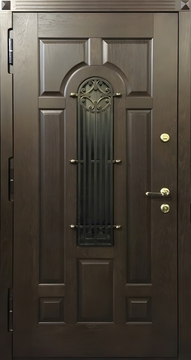 Термодверь МДФ шпон с решеткой и стеклом Термодверь МДФ шпон с решеткой и стеклом